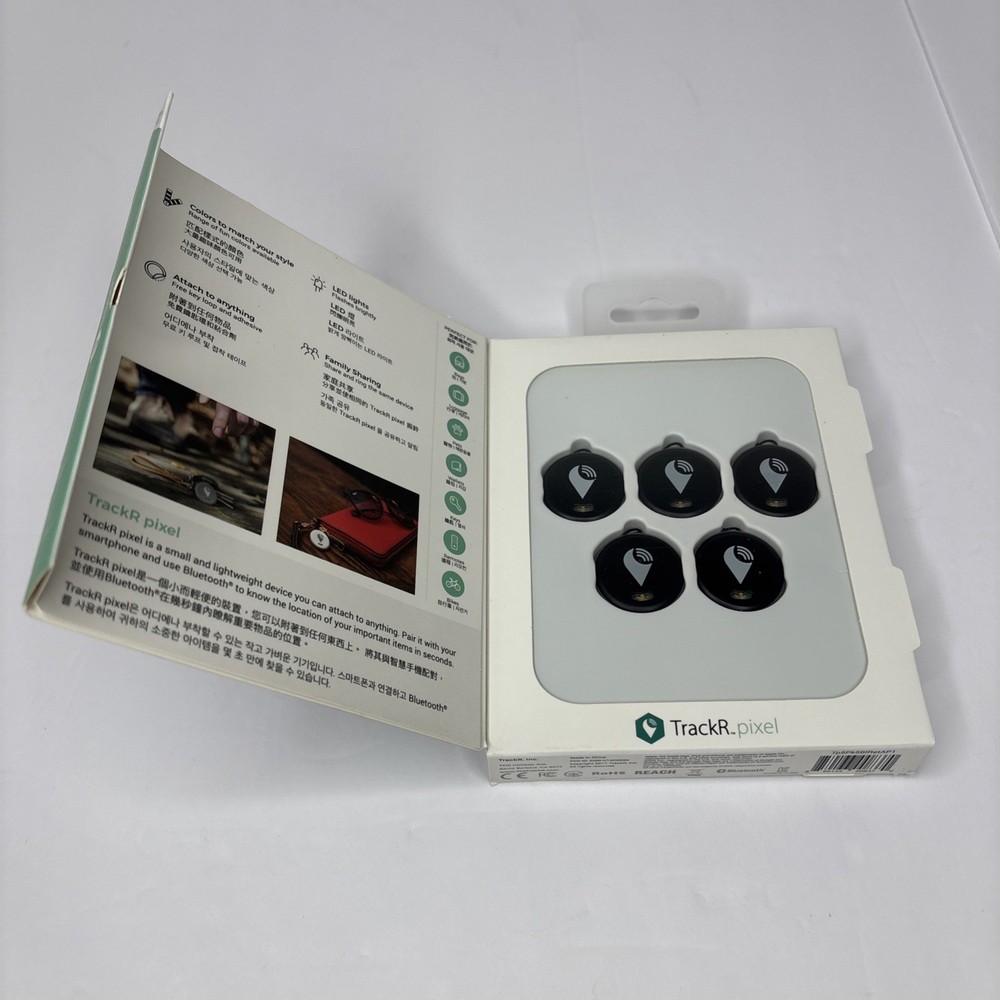 TRACK R PIXEL - ITEM TRACKING SYSTEM - FIND WITH YOUR PHONE - 5 PACK multi color