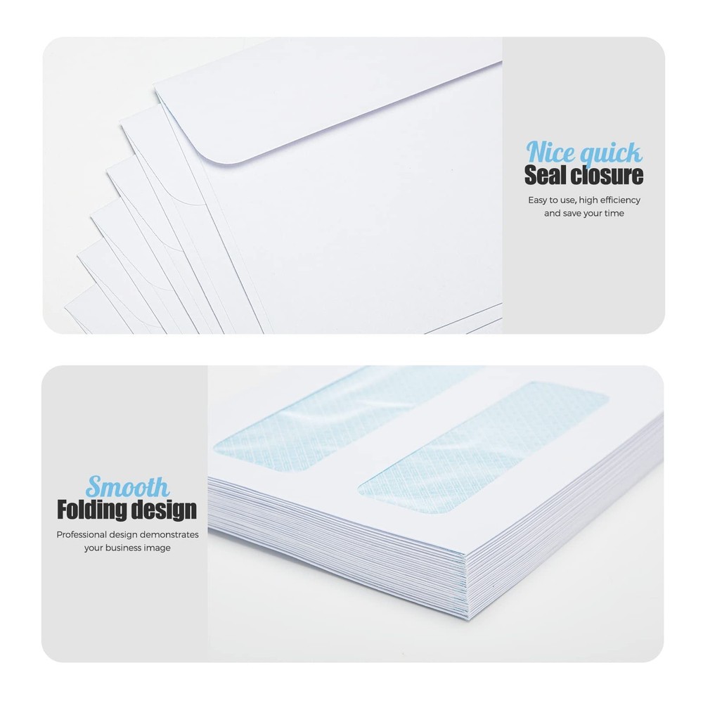 ACSTEP #10 500Pack Double Window Envelopes Self Seal Security Envelopes For B...