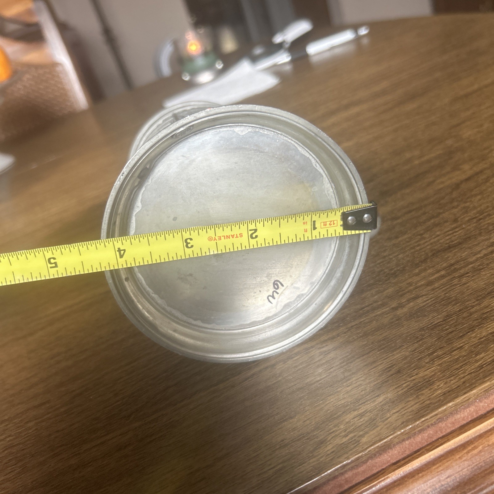 Vintage ceramic German stoneware beer mug with tin cap