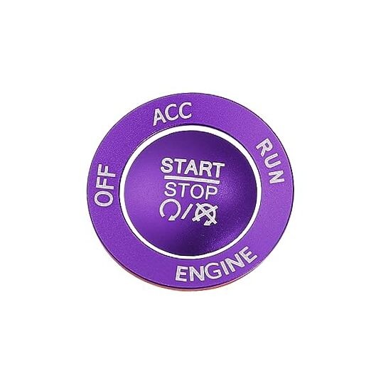Engine Start Stop Button Cover Kit One Click Push Start Button Trim Purple