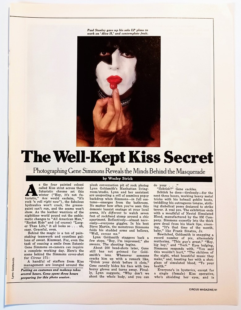 KISS~ORIG 1978 2-PAGE PRINT MAGAZINE ARTICLE~VTG PINUP CLIPPING~ACE FREHLEY/PAUL