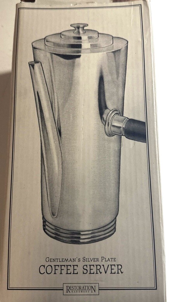 Restoration Hardware Art Deco Gentleman's Silverplate Coffee Server Ebony Handle