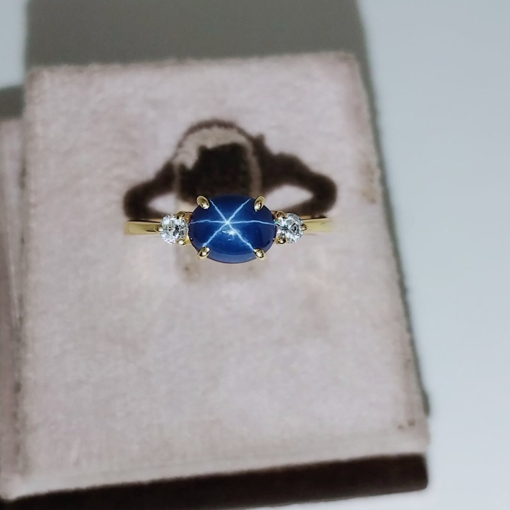 Beautiful Lindy Blue Star Sapphire Ring 925 Solid Silver Anniversary Gift Ring
