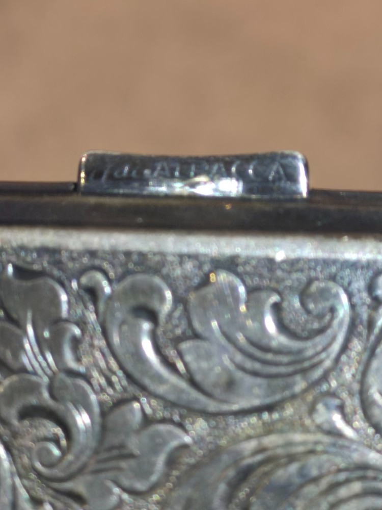 Vintage Alpacca Silver Monogrammed Cigarette Box Case