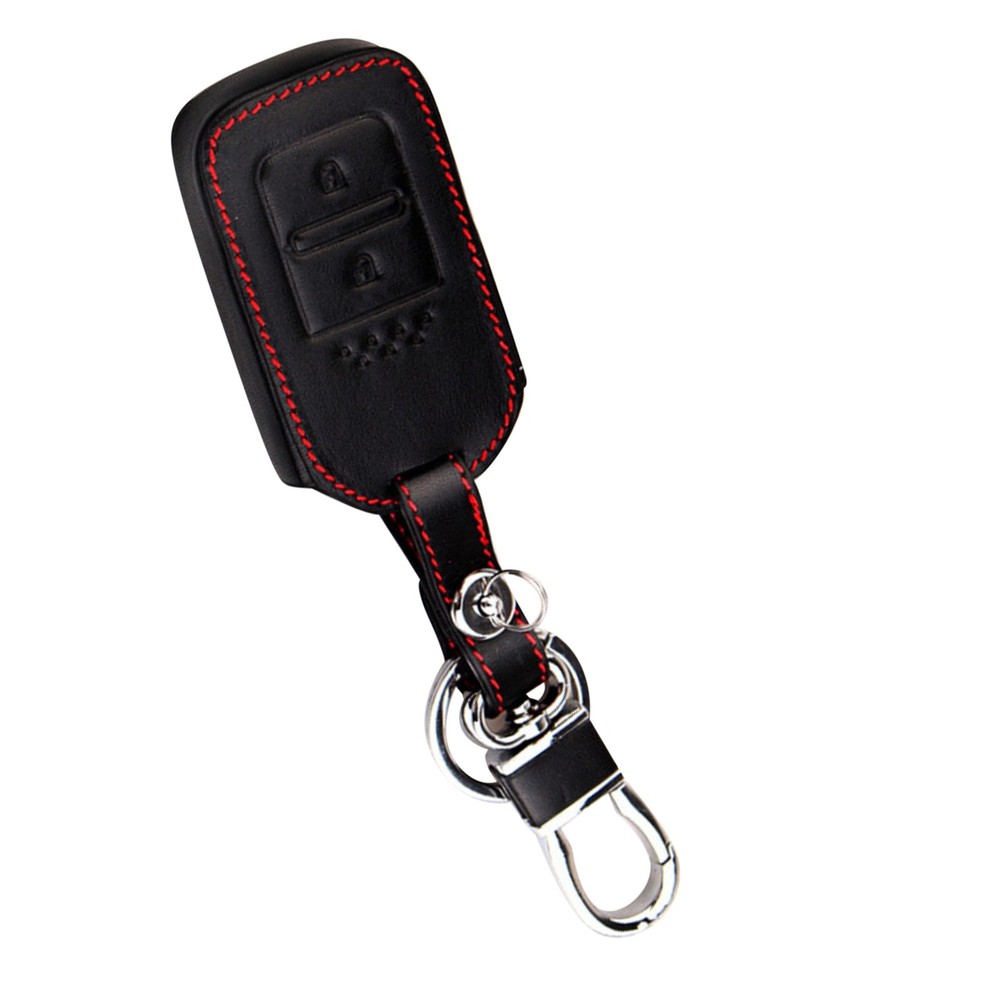 2-Button Car Remote Smart Key Leather Chain Case Cover Shell Protector For Honda