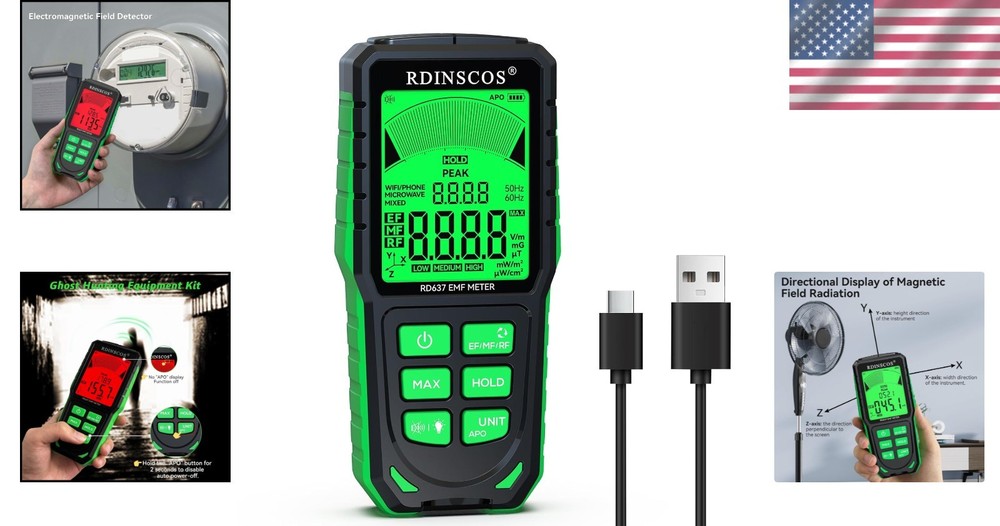Comprehensive EMF Detector: Measure 3 Radiation Types with Backlit LCD Display