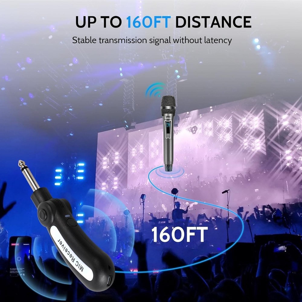 Wireless Karaoke Microphone, No Delay Handheld Microphone System with Recharg...