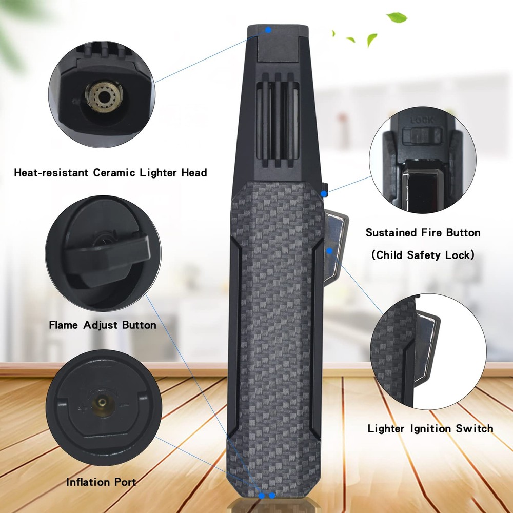 Butane Torch Lighter, Refillable Kitchen Cooking Torch with Safety Lock, Wind...