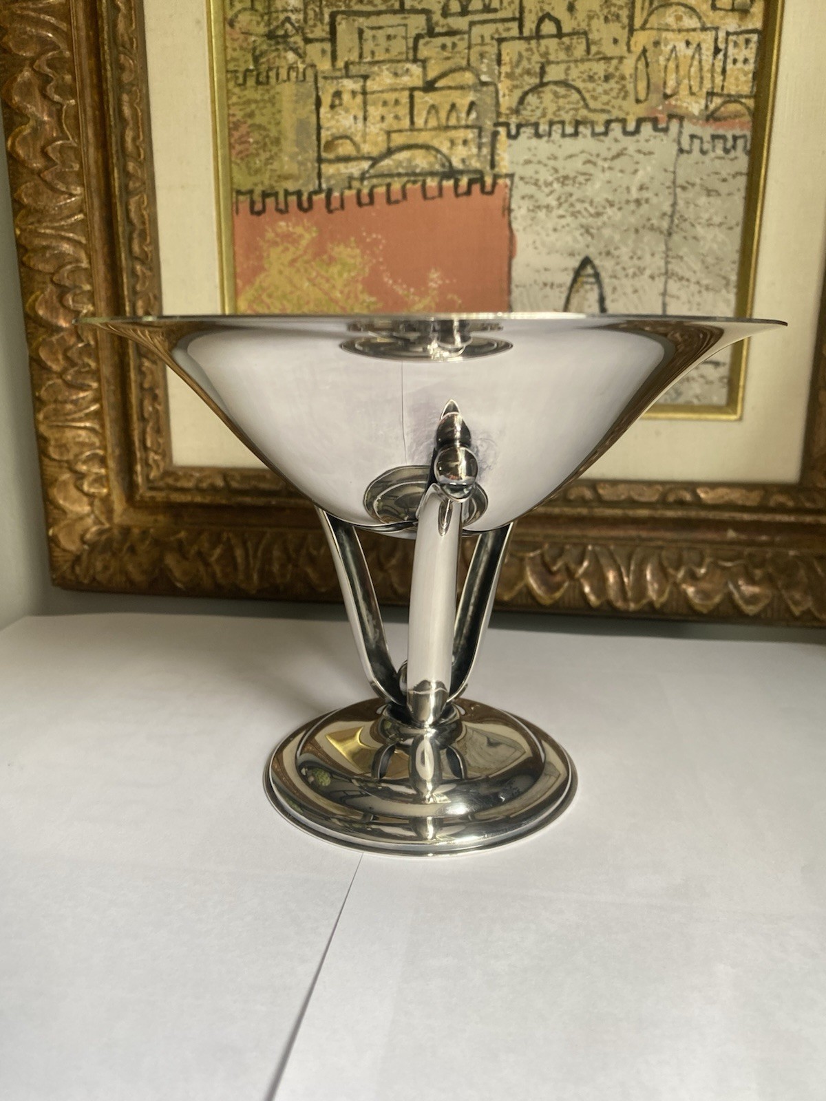 Denmark Danish Silverplate Blossom Bowl Compote Jensen Dragsted Art Deco Nouveau