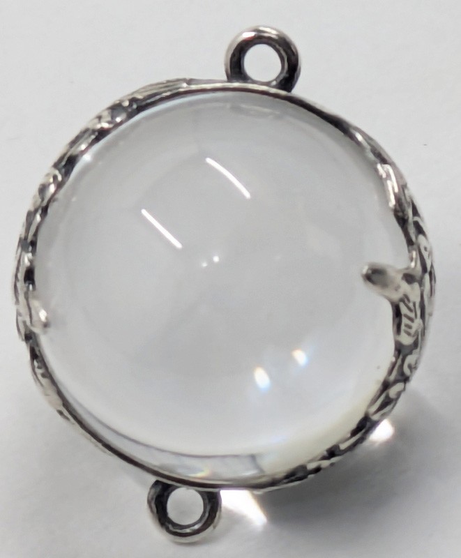 One 16mm Antique Vintage Crystal Pools of Light Sterling Bead Pendant C6-30