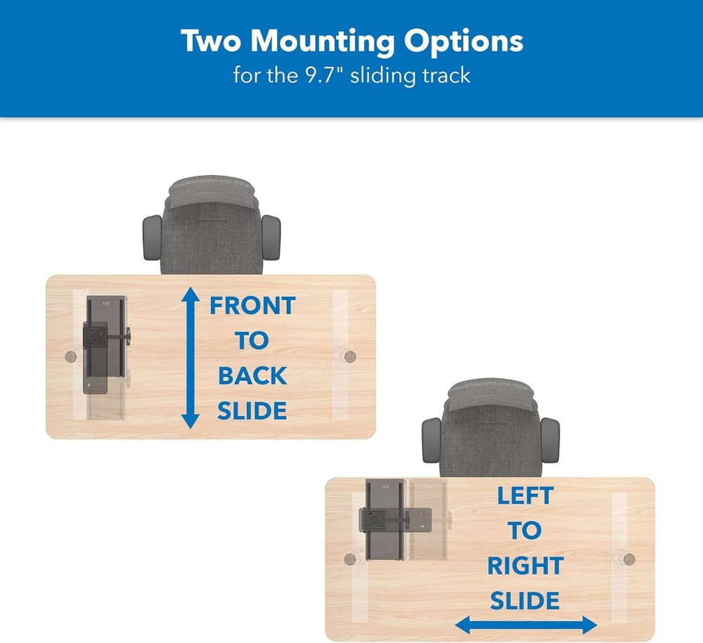 Mount-It! CPU Under Desk Mount Bracket Rack, Adjustable Computer Tower Black
