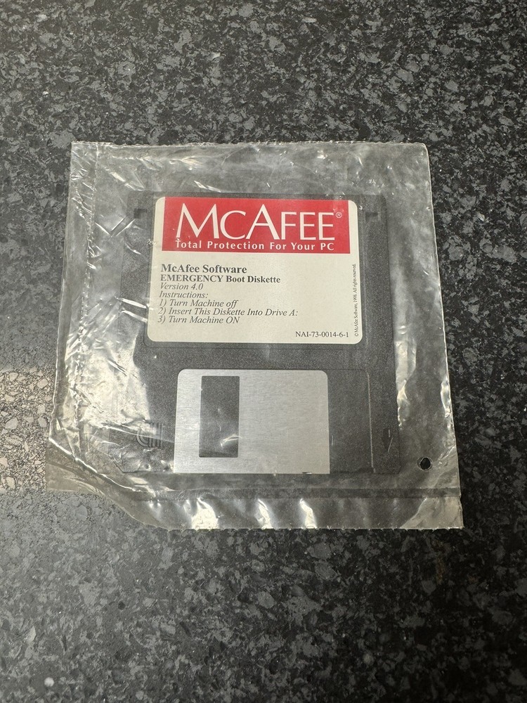 NEW - McAfee Emergency Boot Diskette Version 4.0 Software - Free Shipping - 3.5"
