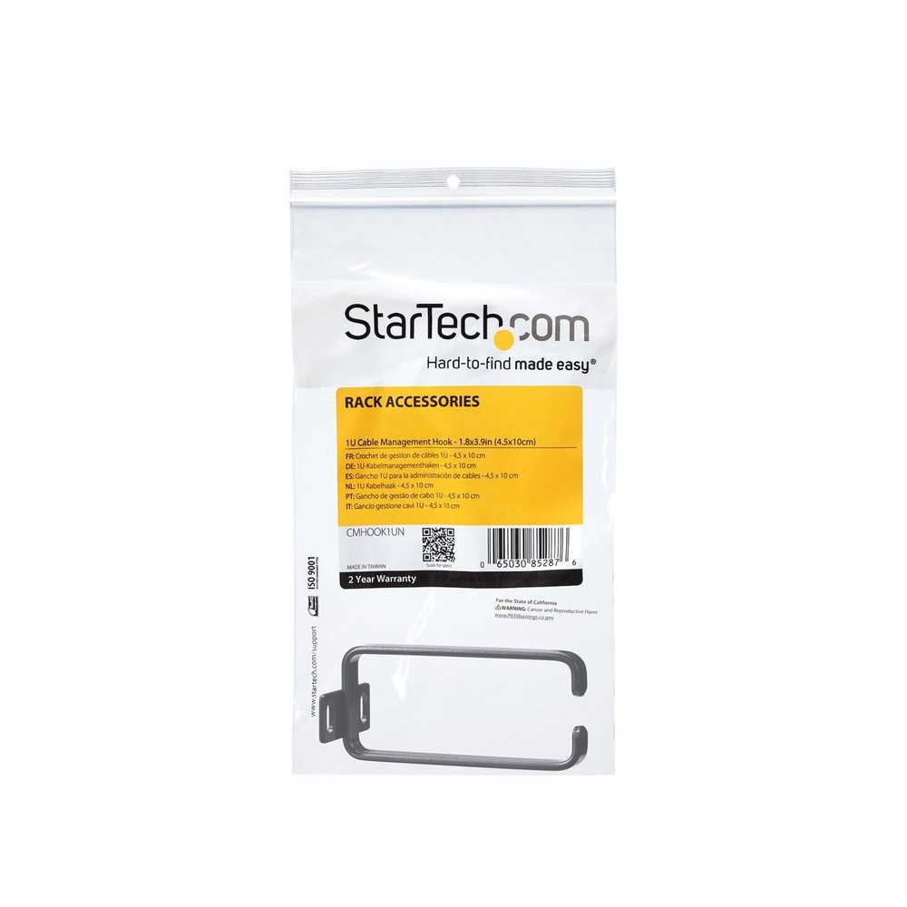 StarTech 1.8x3.9" 1U Vertical Server Rack Cable Management D-Ring Hook