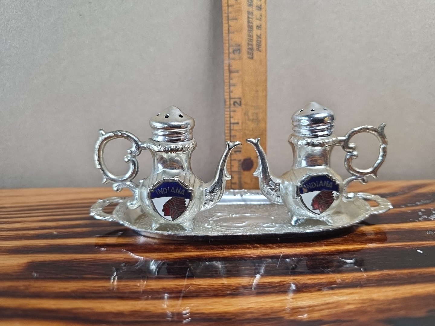 Vintage 1960s-70s Salt & Pepper Shakers Indiana Tea Set w/ Serving Tray Japan