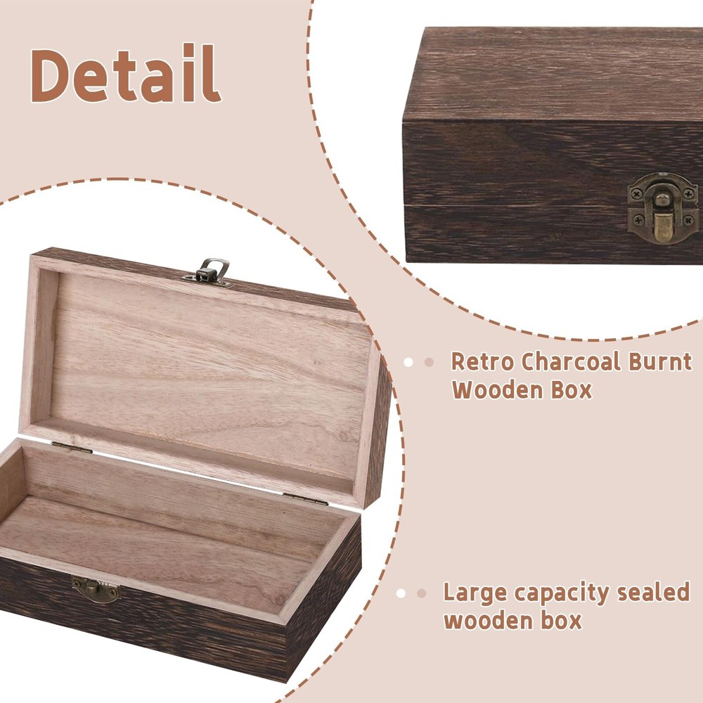 Vintage Wood Storage Box Rectangular Solid Wood Gift Box Keepsake Boxes Stora...