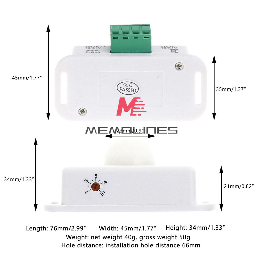 Automatic DC 12-24V 6A/8A infrared PIR Motion Sensor Switch For LED Strip Light