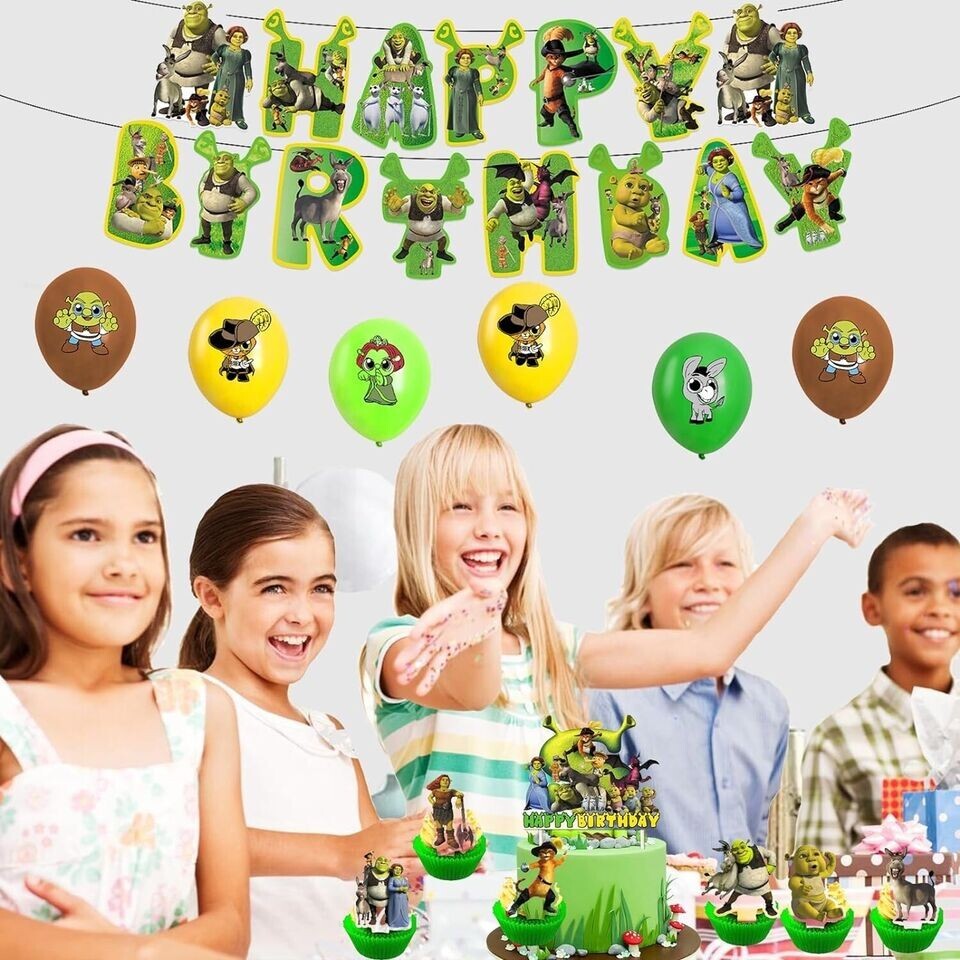 Shrek Birthday Party Supplies Set Balloons Cake Toppers Banner for Kids Party