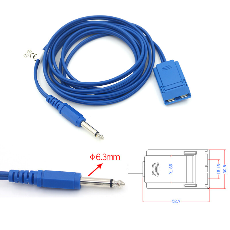 2Pcs Electrocoagulation Patient ESU Cable Compatible LM Plug to Negative Plate