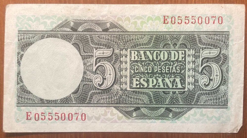 Banknote 5 pesetas (Spain) 1948