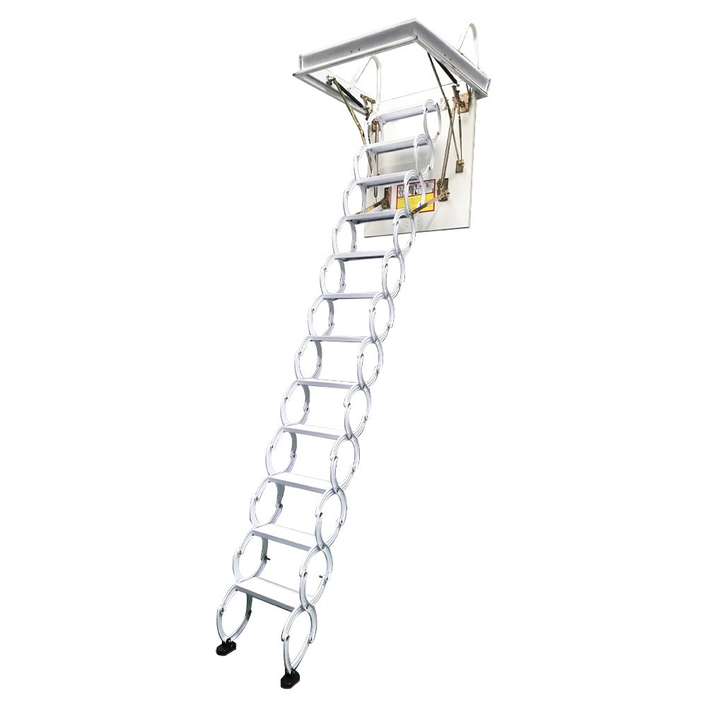 White Easy Pull Down Loft Ceiling Access Ladder Retractable Attic Ladder 9.84ft