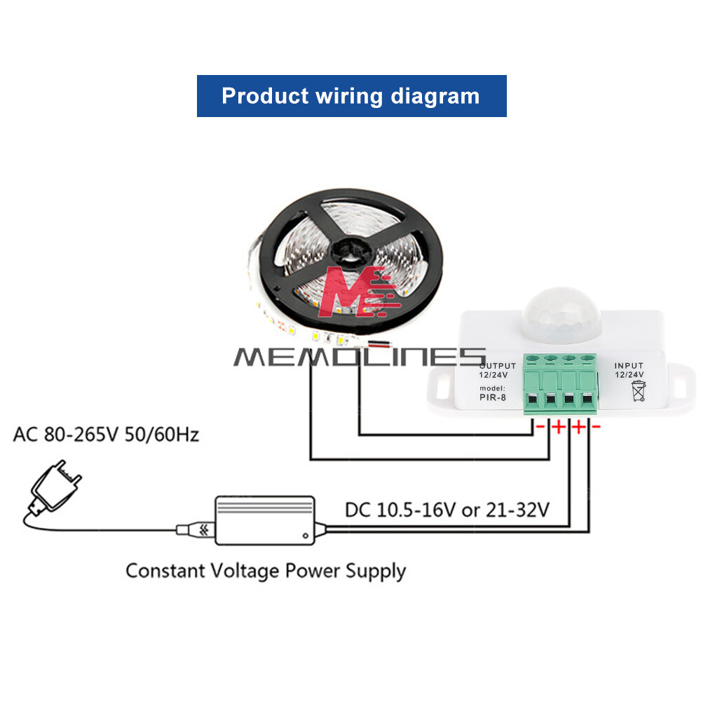 Automatic DC 12-24V 6A/8A infrared PIR Motion Sensor Switch For LED Strip Light