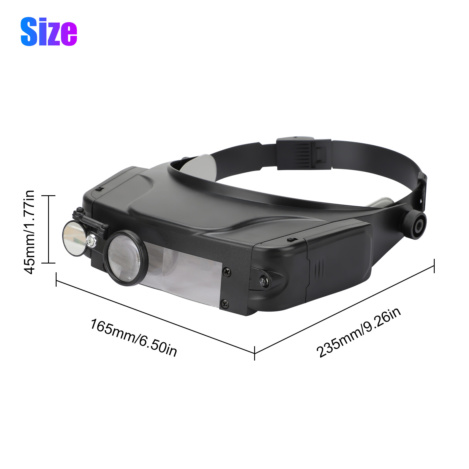 Jewelers Head Headband Magnifier 2 LED Illuminated Visor Magnifying Glasses Lens