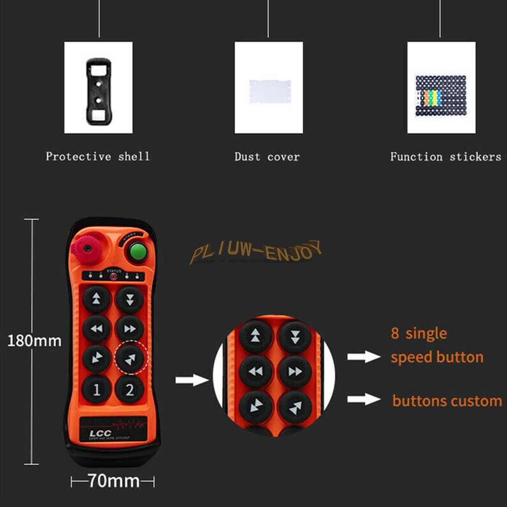 8 Silicone Buttons Hoist Crane Remote Radio Wireless Industrial Controller AC DC