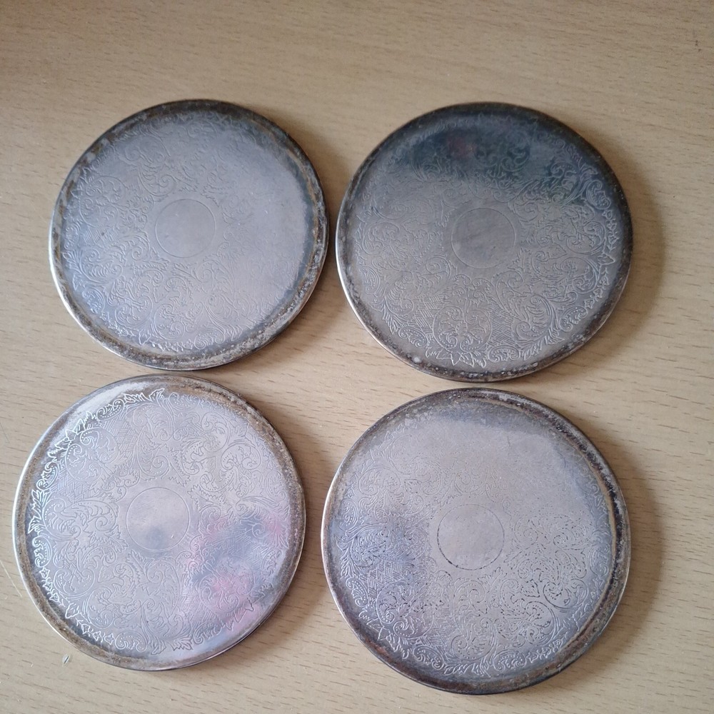 Five Vintage Silver Plated Coasters