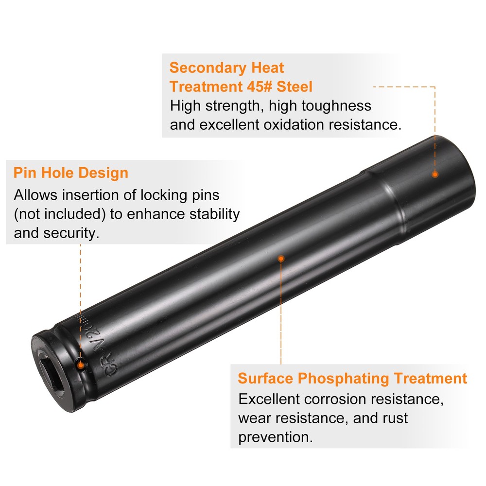 6-Point Deep Impact Socket 26mm Metric Socket 1/2" Drive 8" Long