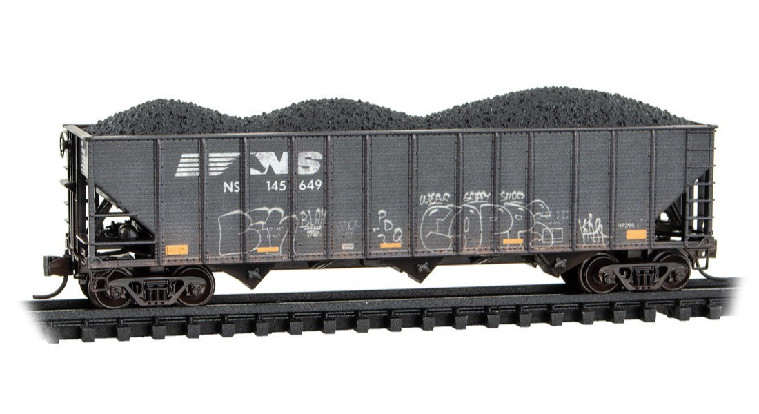 Norfolk Southern 100-Ton 3-Bay Hopper Weathered Graffiti MTL #108 44 280 N Scale