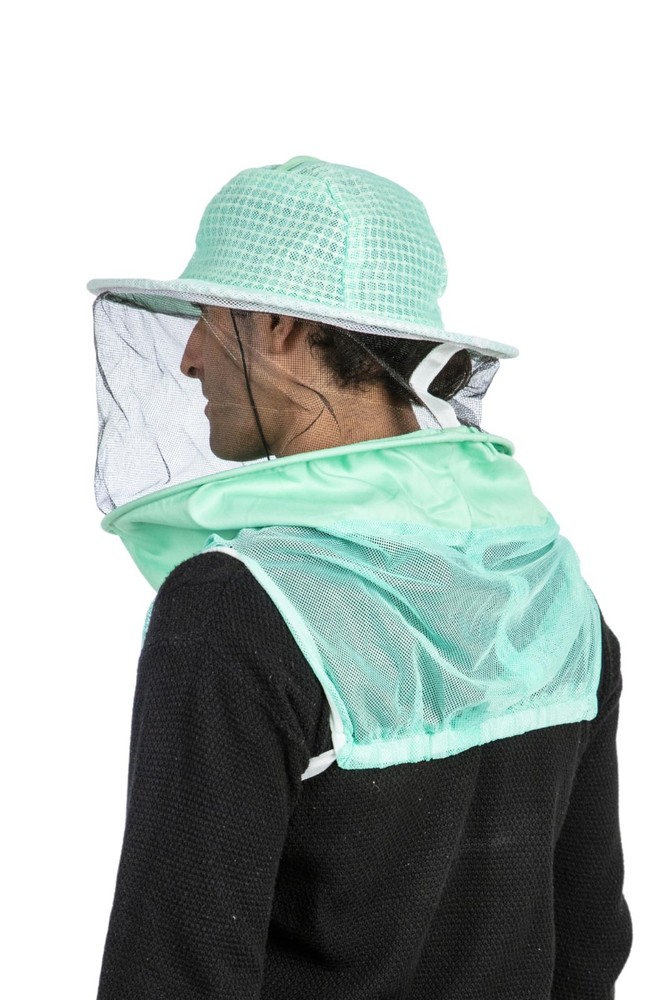 Three Layer Ventilated Beekeeping Veil in Round Aqua 3-Layer Hat
