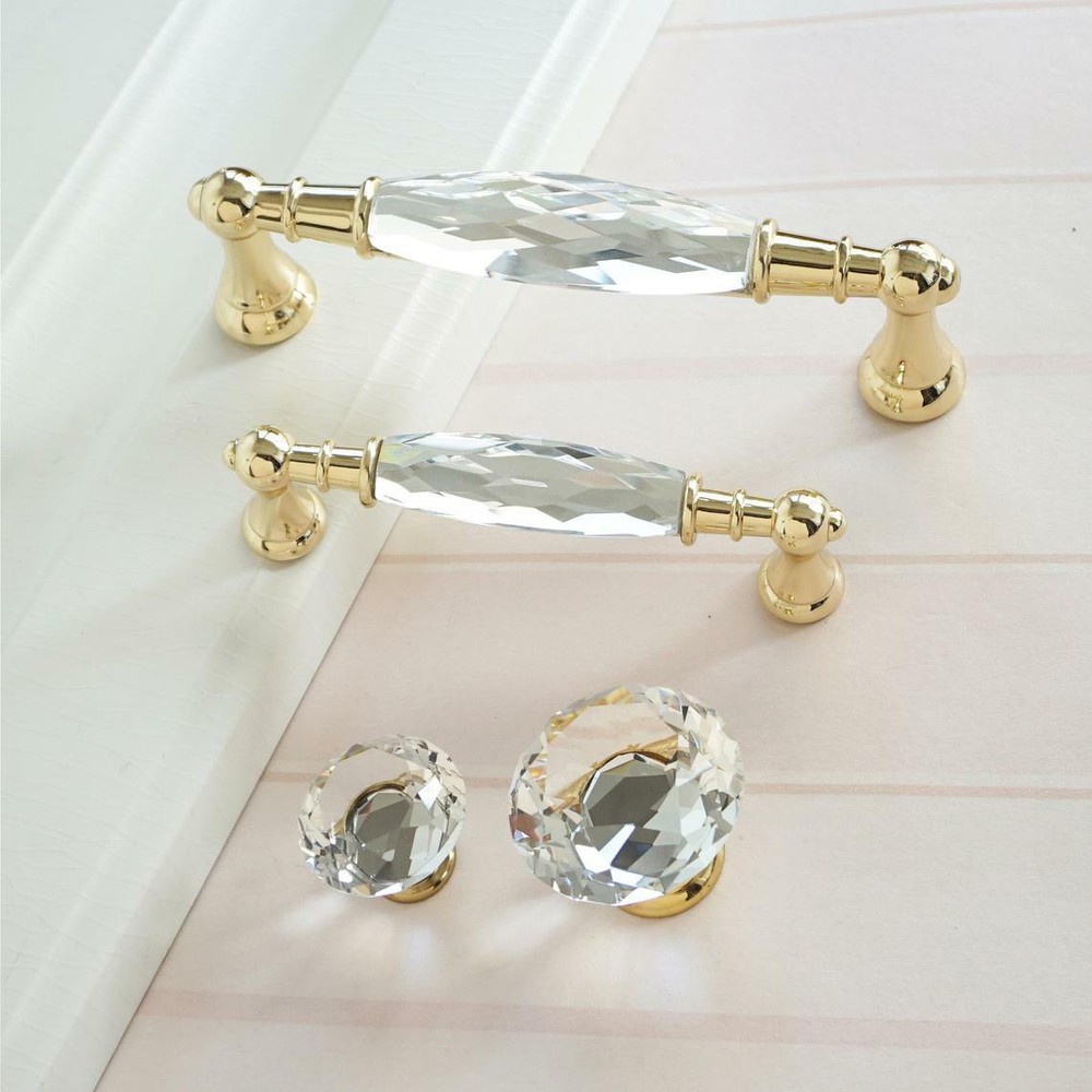 3.75" 5"Gold Crystal Dresser Knobs Drawer Handle Pulls Cupboard Cabinet Handle