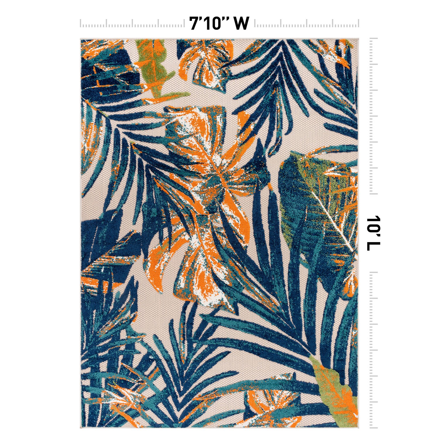 Rugshop Out Door Rugs Floral Leaves Indoor Outdoor Rugs Washable Patio Rugs 8x10