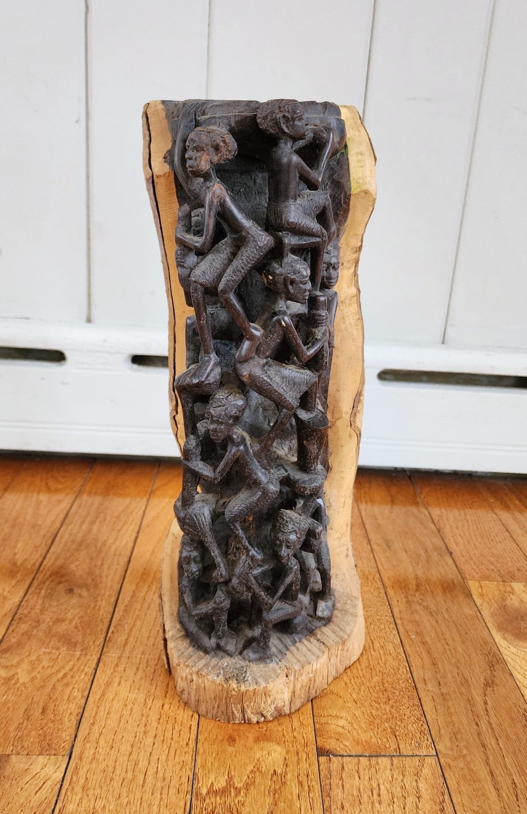 Antique African Makonde Tree of Life Ebony Wood Carving Sculpture Statue