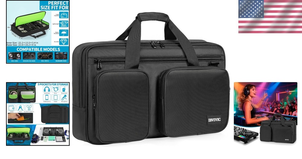 Durable Waterproof DJ Controller Bag with Adjustable Shoulder Strap - 22.8" W