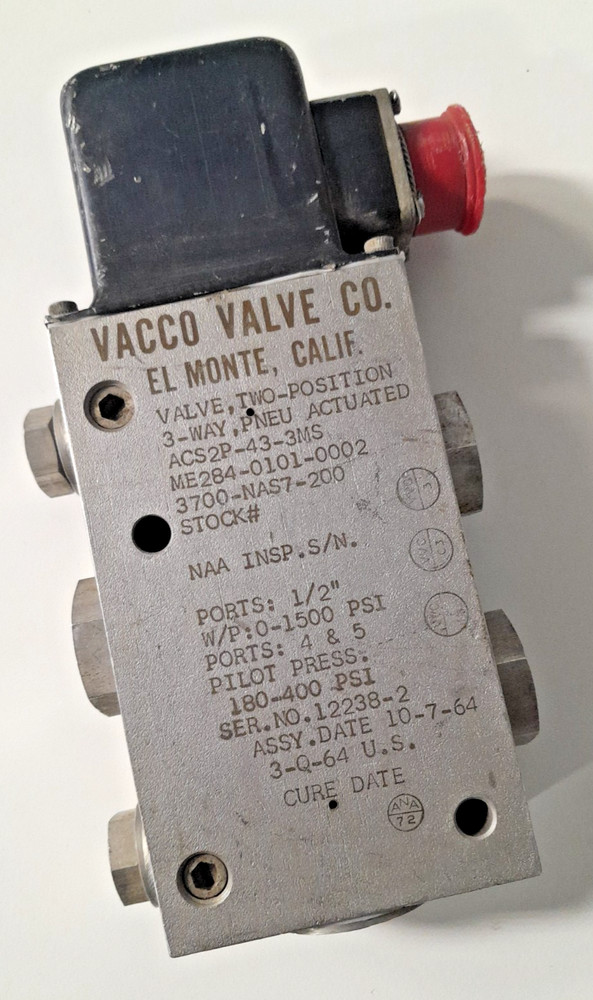 Vacco Solenoid Valve - Apollo Command Module - Rocket Engine NASA