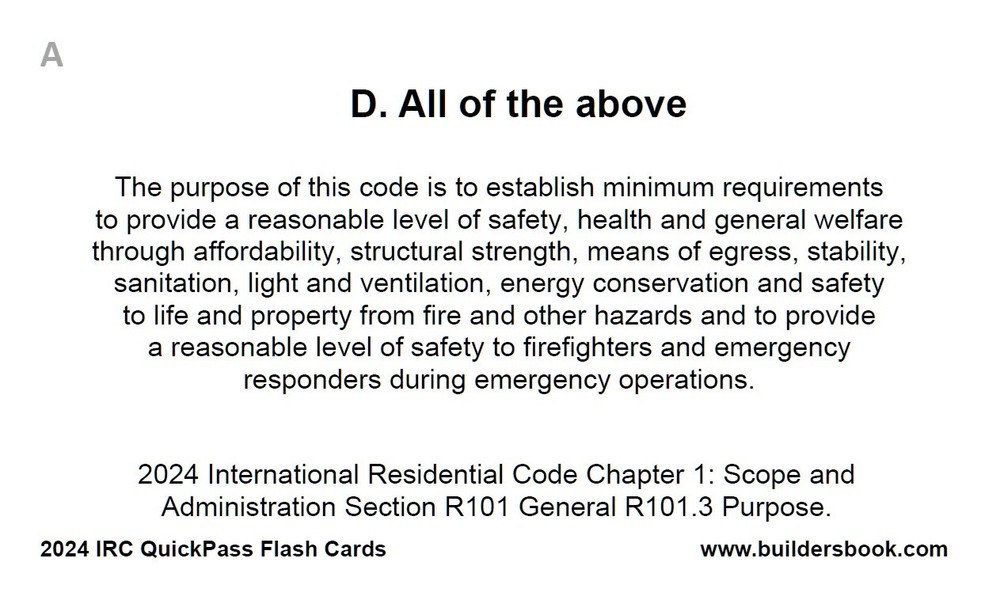 2024 International Residential Code IRC QuickPass Flash-Cards