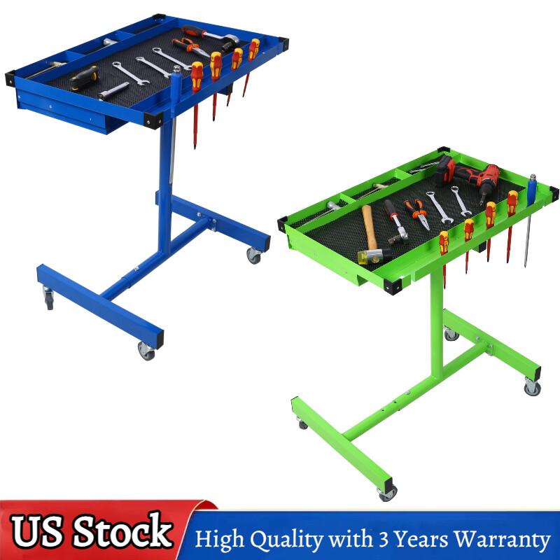 Adjustable Tear Down Work Table 220lbs Capacity Rolling Tool Table w/ Drawer