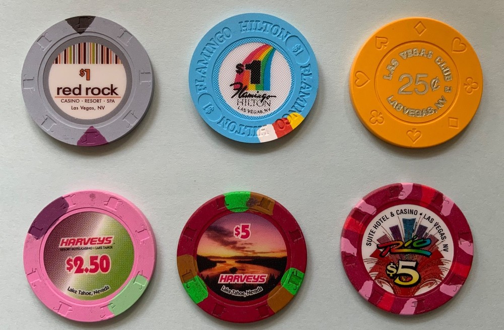 6 NEVADA CASINOS CHIPS
