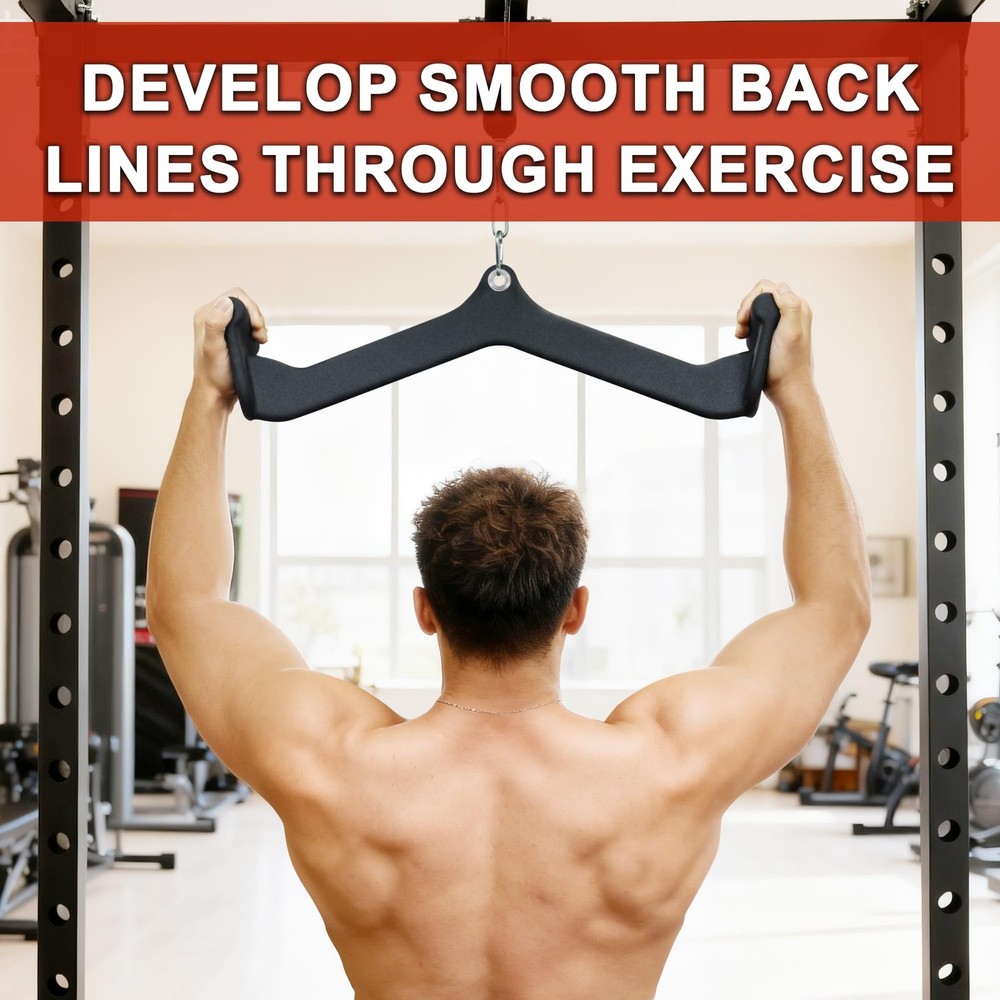 LAT Pulldown Attachments, 5 Pieces Cable Machine Rowing Bar Set, Back Bicep C...