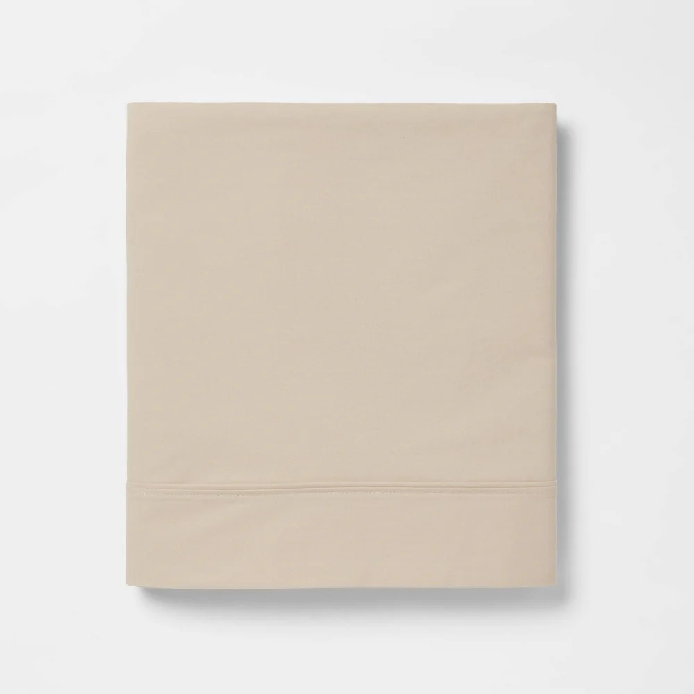 Threshold 300 Thread Count Ultra Soft Flat Sheet True Khaki, Queen