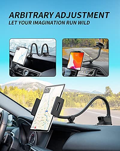 Tablet Car Mount Windshield Dashboard, Suction Cup Long Gooseneck Tablet