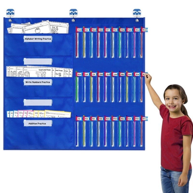 Classroom Pocket Chart Homework Pocket Chart Stationery Storage Chart for Office