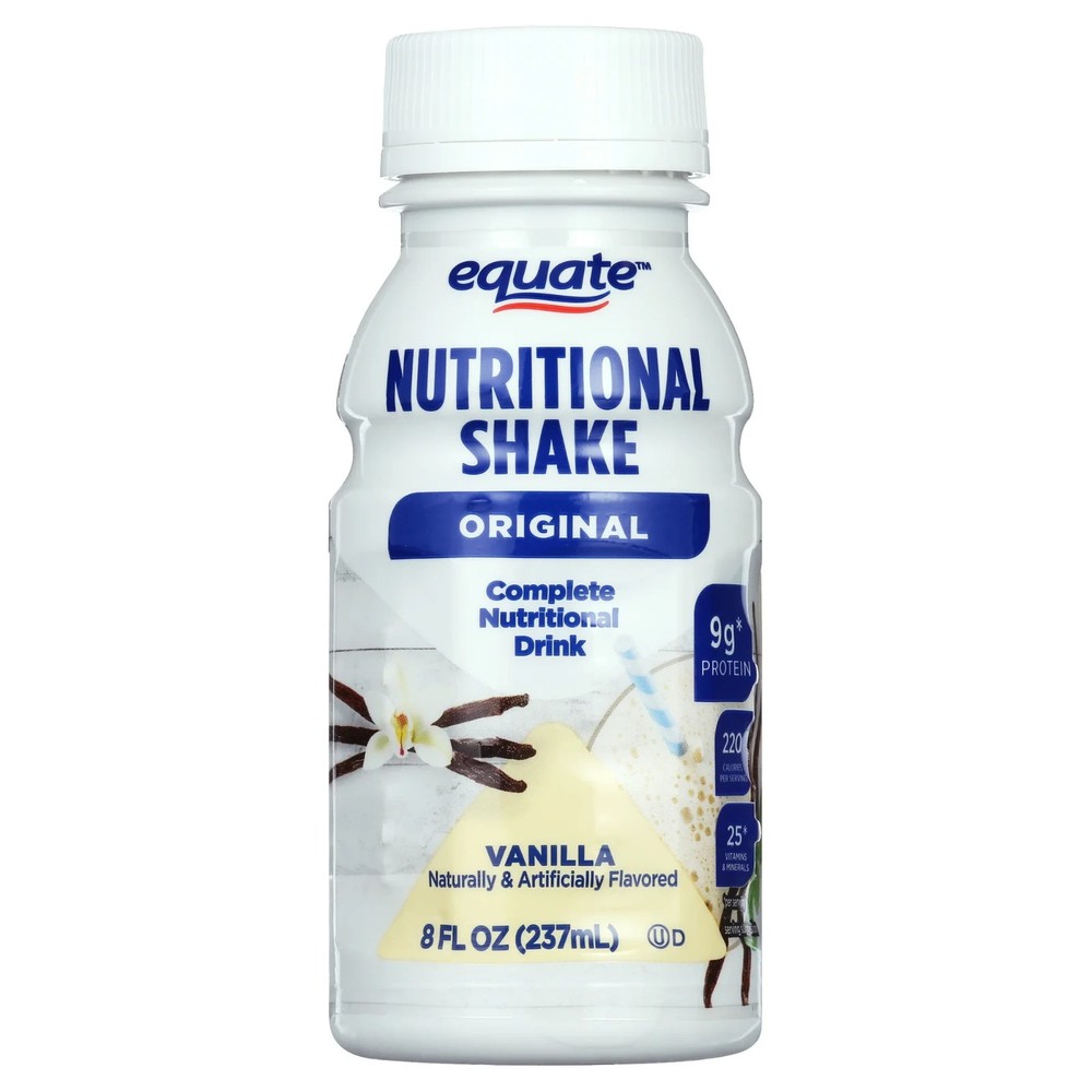 Equate Vanilla Original Nutritional Shake, 8 FL OZ, 6 Count