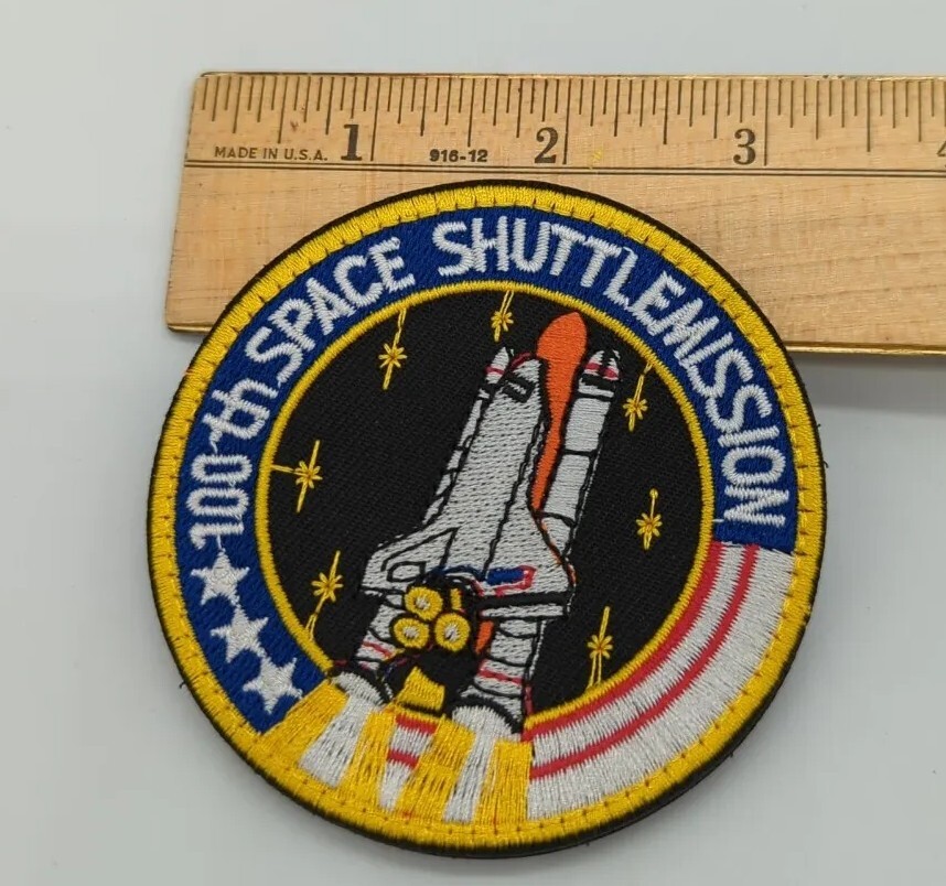 Embroidered NASA 100th Space Shuttle Mission Back Fastener Badge Hook Loop Patch