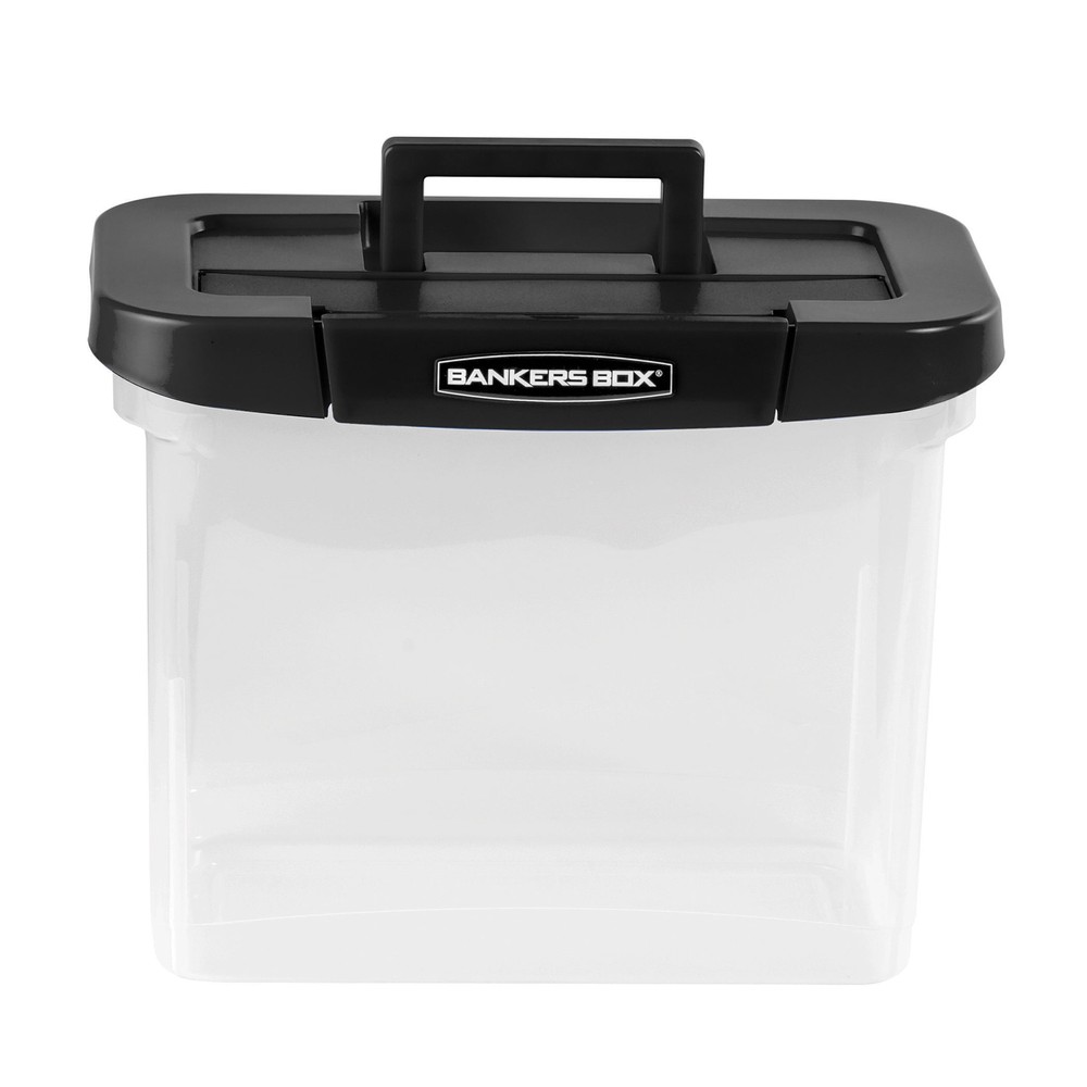 Clear Portable File Box with Black Lid, 1 Pack