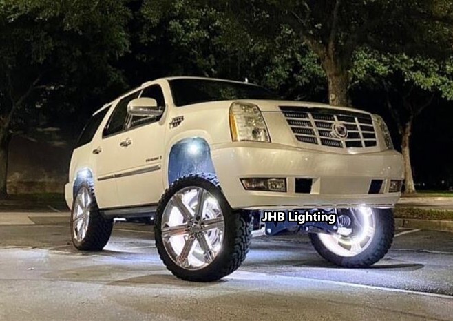 JHB 17.5" Brightest QUAD ROW PURE WHITE LED Car Truck Wheel Rings Rim Lights Set