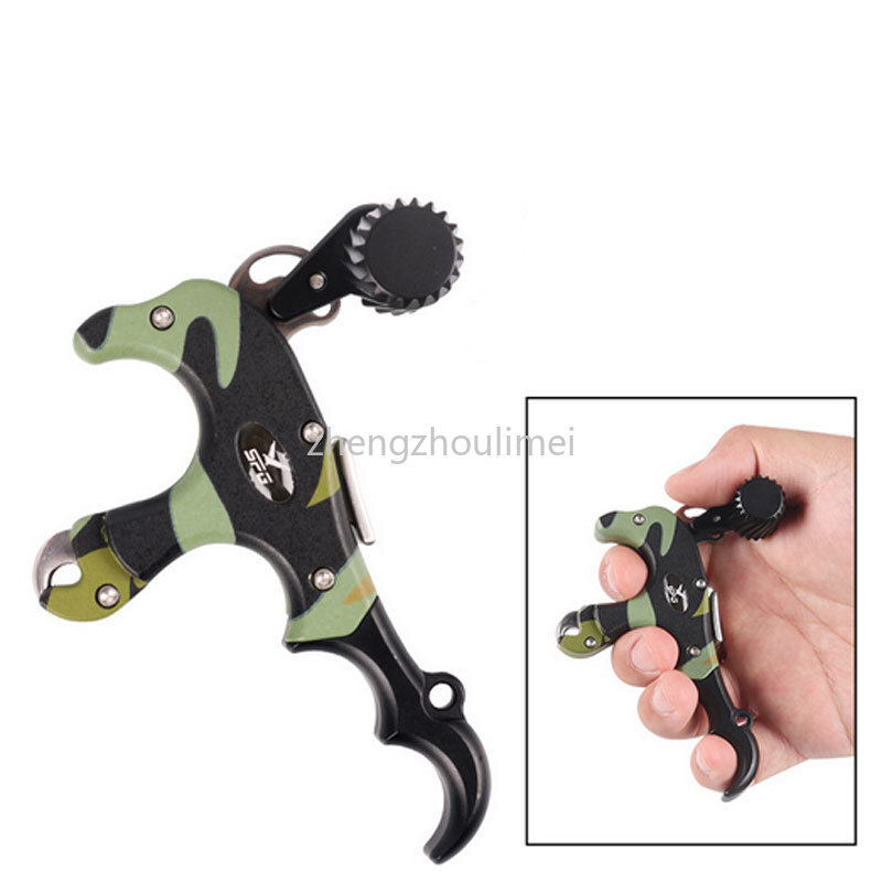 Adjustable 3 4 Finger Grip Archery Thumb Trigger Release compound Bow wrist rope