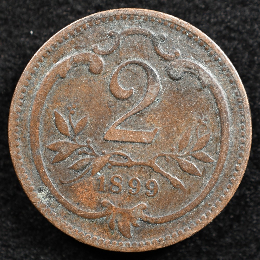 Austria 2 Heller 1899, Coin, Inv#G366