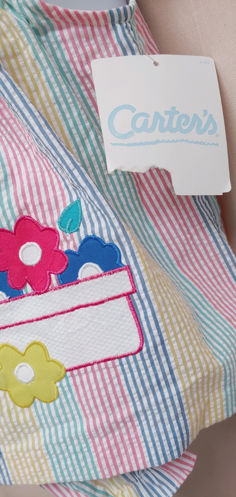 Carter's Vintage Rainbow Stripe Seersucker Short Set Jumper Size 2T